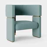 Jetclass Metropolis Armchair in green velvet with fluted sides