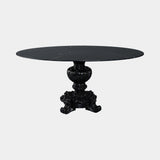 Crown Dining Table in black gloss with a Nero Marquina marble top
