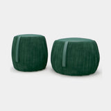 Jetclass Draper Pouf, tall and low, shown in green velvet