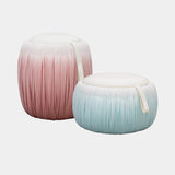 Jetclass Draper Pouf, tall and low, shown in blush and pale blue