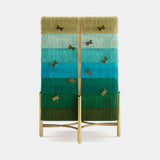 Folk Bar Cabinet, shown with blue and green fringes