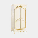 Glamour Cabinet in cream lacquer with gold leaf trim