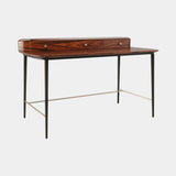 Oxford Desk in wood veneer with a dark frame and nacre handle