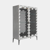 Triny Display Cabinet, shown in grey lacquer, open