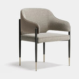 Juniper Metal Leg Luxury Dining Chair: light grey fabric (Cat B) with dark metal legs
