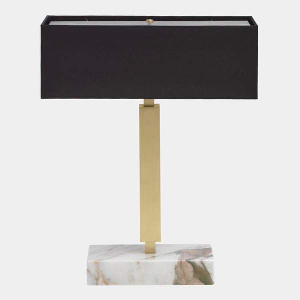 Karma Satin Brass Luxury Table Lamp with Calacatta Gold Marble Base