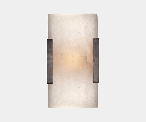 Kelly Wearstler Covet Wide Clip Bath Sconce with Alabaster and Bronze - Luxury Bathroom Lighting