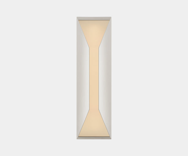 Wet rated Stretto Medium Sconce for outdoor use. Luxury modern sconce perfect for patio lighting, available in burnished brass.