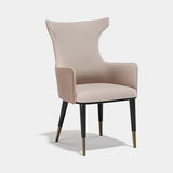 Kingsley High Back Luxury Dining Chair: beige upholstery (Cat B) with dark legs