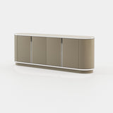 Laskasas Brown Sideboard in Beige Grey Lacquer Matte