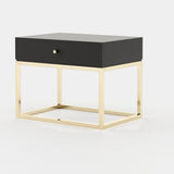 Laskasas Ester Bedside Table in Black Lacquer Matte