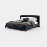 Laskasas Gray Bed in Vienna Deep Blue velvet