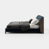 Laskasas Gray Bed in Vienna Deep Blue velvet, third view