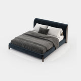 Laskasas Gray Bed in Vienna Deep Blue velvet, fourth view