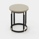 Laskasas Lyssa Side Table in Beige Grey Lacquer Matte, third view