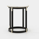 Laskasas Lyssa Side Table in Carrara Polished Marble