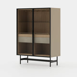 Laskasas Morrison Bar Cabinet in Beige Grey Lacquer Matte