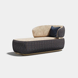 Louis Contoured Shell Luxury Chaise Longue: charcoal quilted outer shell with a beige seat (Cat A Quilted)
