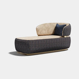 Louis Contoured Shell Luxury Chaise Longue: charcoal quilted outer shell with a beige seat (Cat A Quilted)