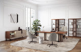 Ludlow Leather Panel Luxury Desk styled in a luxury interior