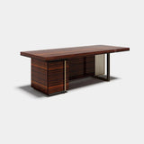 Ludlow Leather Panel Luxury Desk: gloss dark wood veneer with an ivory genuine leather panel (Cat B)