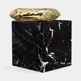 Boca do Lobo Stonehenge Side Table in Nero Marquina marble, angled view