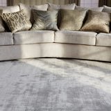 Luxury Silky Smooth Deep Pile Rug in Silver, shown in a room setting