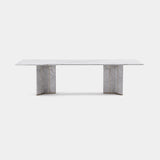 Luxxu Algerone Rectangular Dining Table in polished brass, Statuario marble and white matte lacquer