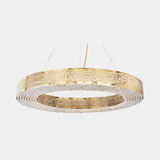 Castro Lighting Maeve Ring Suspension Lamp in hammered gold-plated brass with crystals, available from Touched Interiors UK