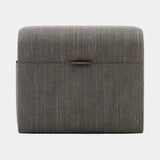 Domkapa Adley Pouf, view 1, in grey woven fabric with a leather pull