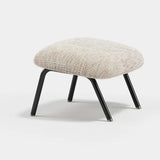 Marlowe Lounge Footstool Luxury Pouf: ivory bouclé (Cat B) with black metal legs