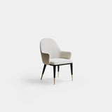 Marlowe Tailored Luxury Dining Chair: ivory upholstery (Cat B) with black legs and metal tips