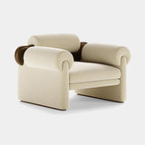 Mezzo Collection Elliot Armchair, Designers Guild Riveau FDG2443/30 Ecru fabric, matte walnut frame, available from Touched Interiors UK