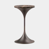 Mefisto Flared Base Luxury Side Table, tall, in brown burnished brass
