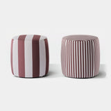 Pair of Meridiani Charlot Open Air Ottomans in striped outdoor fabric
