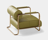 Polished Brass Detail on the Gilded Age Glamour Armchair. The Gilded Age Glamour armchair stuns with its gleaming polished brass accents, a hallmark of luxurious mid-century modern design.