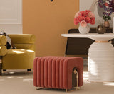 1960s Inspired Stool for Modern Living: Embrace the enduring style of the mid-century era with the Deco Diamond Stool. This walnut wood stool features a unique geometric pattern and gleaming brass accents, perfect for a touch of vintage flair in your modern interior.
