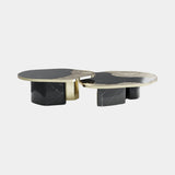 Boca do Lobo Ophelia Nero Marquina Marble and Gold Center Table, angled view