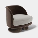 Caffe Latte Demitasse Armchair in River and Angel fabrics with bronze