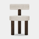 Caffe Latte Freddo Dining Chair in Ascot Pearl bouclé with dark bronze and walnut