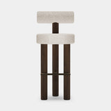 Caffe Latte Freddo Bar Chair in Ascot Pearl bouclé, dark bronze and walnut