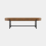 Domkapa Colbert Bench, view 1, in tan leather on a Black Texturized frame