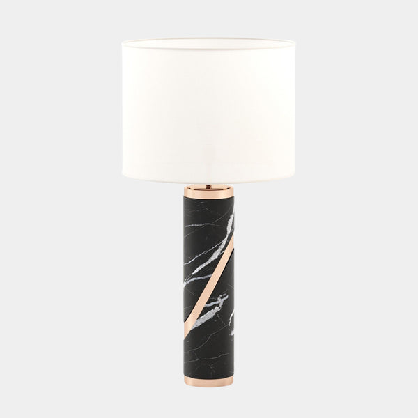 Nero Marquina Marble Cylindrical Table Lamp