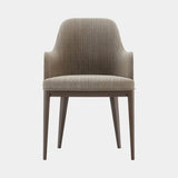 Domkapa Anna Dining Chair with Armrests, view 1, in taupe Arno fabric with dark stained ash legs