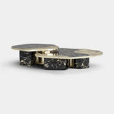 Boca do Lobo Ophelia Portoro Marble and Gold Center Table, angled view