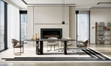 Oval Marble Oriol Dining Table with Metal Detailing styled in a luxury interior