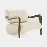 Mezzo Collection Clark Armchair, Nobilis Frimas Shelter 10778-03 fabric, matte walnut frame, polished brass, available from Touched Interiors UK