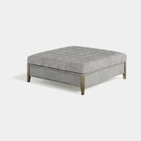 Perla Large Luxury Pouf: grey button-tufted fabric (Cat B) with metal legs