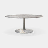 Rastrema Round Pedestal Luxury Dining Table in Fior di Pesco marble