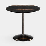 Rastrema Round Pedestal Luxury Side Table in black marble